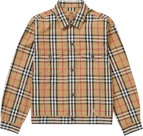 supreme burberry denim trucker jacket beige|supreme x Burberry goat.